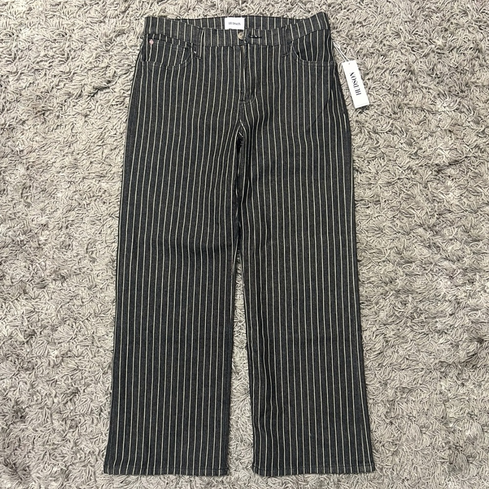 Hudson Jeans: Rosalie High Rise Wide Leg Jeans (Pinstripe - Black/White)